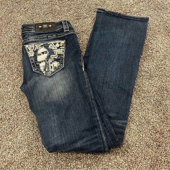Miss Me Signature Boot JP8750B3 size 26 34” inseam distressed embellished pocket - Picture 1 of 12